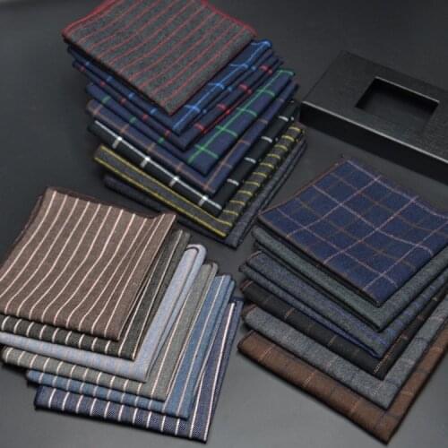 High Quality Hankerchief Scarves Plaid Business Suit Hankies 100% Cotton Casual Mens Pocket Square Handkerchiefs 25*25cm