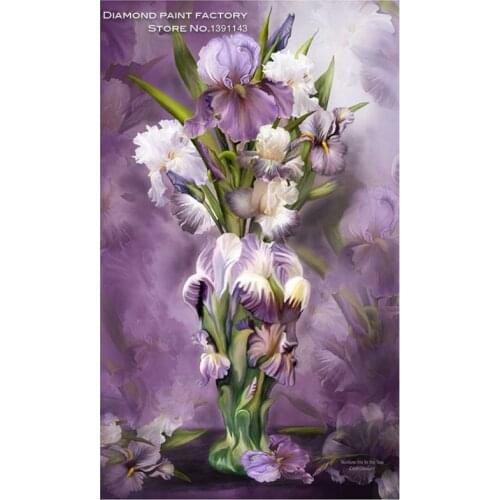 New sale diamond pattern Resin 3D Diy Diamond Painting Cross Stitch Purple flowers full Square Diamond Embroidery Drill Crafts