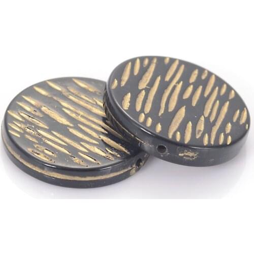 Wholesale 24mm Flat Round Acrylic Antique Design Beads For Women Diy Bracelet Bangle Jewelry Making Accessories