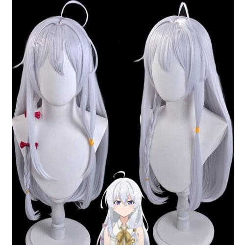 Anime Majo No Tabitabi The Journey of Elaina Cosplay Wig Long White Princess Hair Headwear for Halloween Christmas+Free Wig Cap