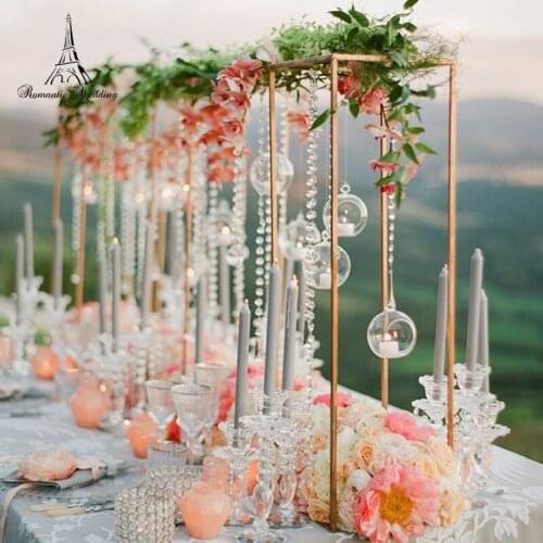 Wedding Metal Plating Gold Color Flower Vase Column Stand for Wedding Centerpiece Decoration