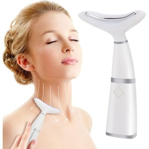 LED Photon Therapy Neck and Face Lifting Tool Vibration Skin Tighten Face Slim Reduce Double Chin Anti-Wrinkle Remove Device