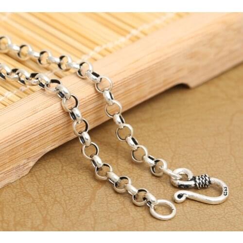 Handmade Thailand 925 Silver Necklace Vintage 925 Sterling Silver Neckace for Pendants Real Silver Necklace