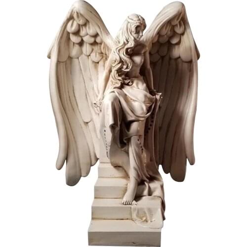 Angel Resin Decoration Hand Carved Praying Sculpture Female Statue Garden Ornament