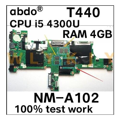 VIVL0 NM-A102 For Lenovo ThinkPad T440 notebook motherboard CPU i5 4210 4300 4GB RAM 100% test work FRU 00HM163 00HM171 00HM173