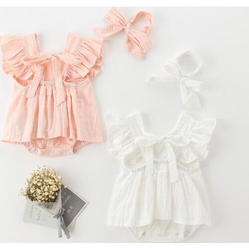 High quality toddler baby jumpsuit summer handmade bowknot design infant kids overalls boy/girls romper newborn clothes