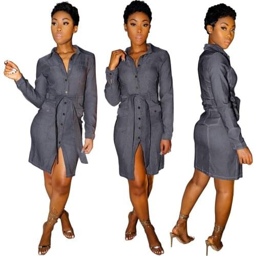 Wendywu Sexy Women Turn Down Collar Long Sleeve Elegant Sashes Spring Casual Dress With Buttons