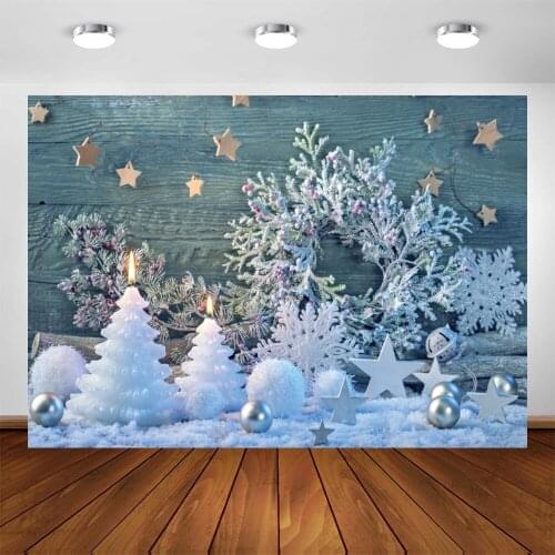 Yeele Christmas Background Baby Photocall Photography Stars Winter Snowflake Blue Wooden Board Backdrop Photo Studio Photophone