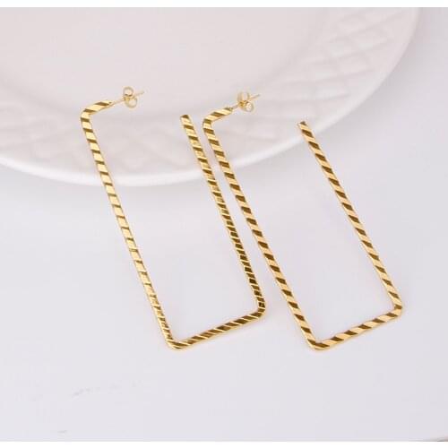 Stainless Steel Stud Hoop Earring for Women Gold Color Nice New Shape Rectangle Fashion Jewelry Korean Party Earrings 2021 Hot