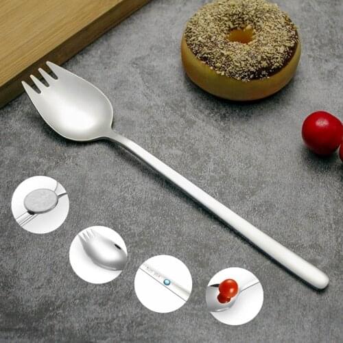 1pc Sliver 2 in1 Stainless Steel Spork Spoon Fork Cutlery Utensil Outdoor Combo Picnic Cutlery Fruit Serving Spoon Kitchen