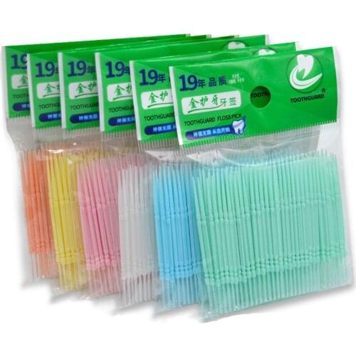 100pcs/Bag Double Head Toothpick Dental Floss Brush Interdental Brush Teeth Stick Dental Oral Care Toothpicks Floss Pick
