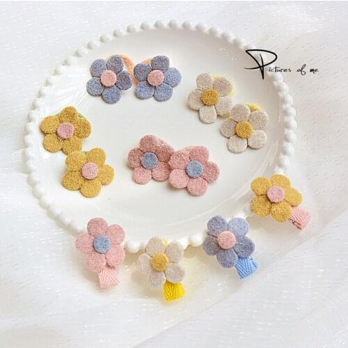12pcs/Set Fluffy Flower Girls Elastic Hair Bands Kids Small Hair Ties Ring Rope New Toddlers Felft Hairpins Hair Accessories
