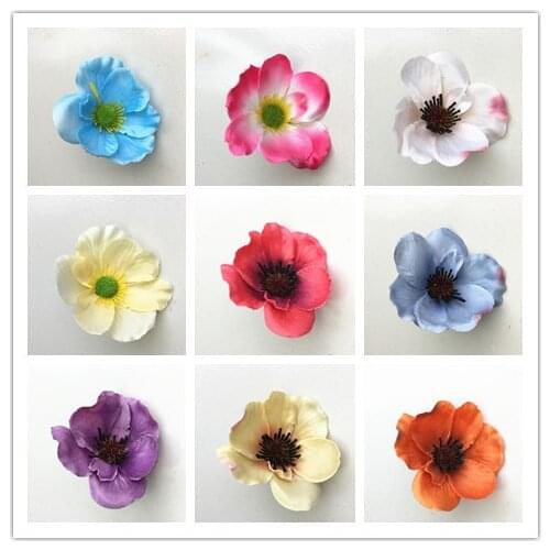 15pcs 7cm Silk Cherry Blossoms Artificial Poppy Rose Flower Heads For DIY Wedding Garden Home Decoration Scrapbooking Wreath