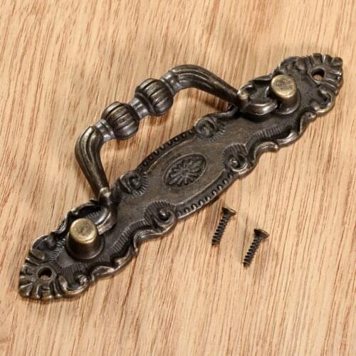 85mm Jewelry Wooden Box Case Cabinet Pull Handle Knob Antique Bronze Iron Furniture Handle Vintage Cabinet Knobs and Handles