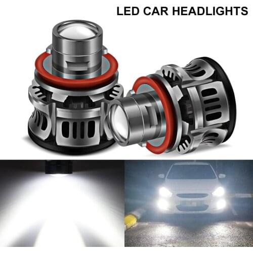 2PCS H11 Car LED Headlight 9006 HB4 9005 HB3 LED Bulb 12V Projector Lens 15000LM 6000K White Devil Angel Eyes Fog Light Car Lamp