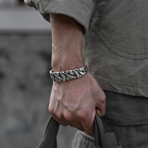 New Thailand Hand-woven Bracelet Mens Personality Retro Original Niche Thai Silver Open Bracelet Male Wide Bracelet