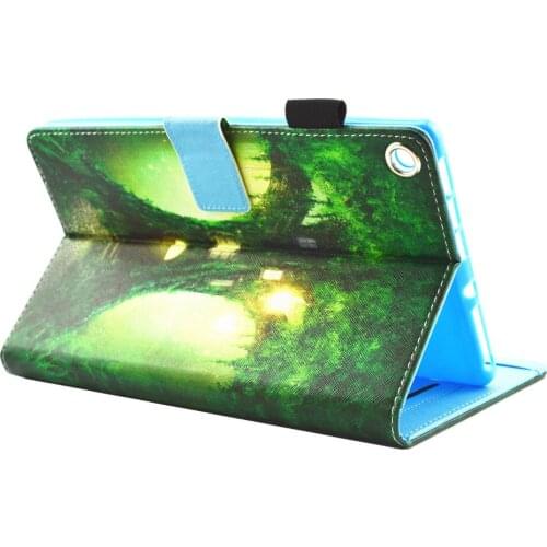 Print Card Holder Flip Stand TPU + PU Leather Magnet Smart Cover Funda Case For Amazon Kindle Fire HD8 HD 8 2016 2017 Tablet