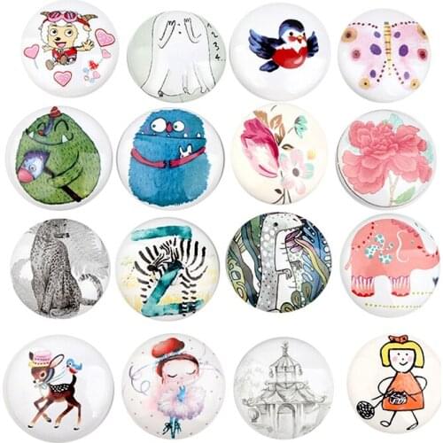 Children Bedroom Cartoon Ceramic Handles Wardrobe Cupboard Drawer Pulls Knobd Single Round Kitchen Door Rural Furniture Handles