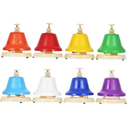 Childrens Desktop Bell 8 Scale Color Metal hand Bells Musical Instruments Play Toys Best Birthday Holiday Gifts for Children