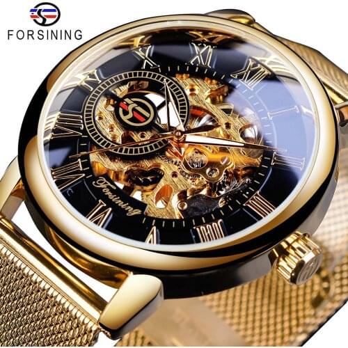 Forsining Transparent Case 2017 Fashion 3D Logo Engraving Men Watches Top Brand Luxury Mechanical Skeleton Wrist Watch Clock Men