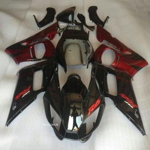 Hot Sales, motorbike YZF- R6 98 99 00 01 02 motofairing For Yamaha Yzf R-6 1998-2002 Red & Black Fairings (Injection molding)