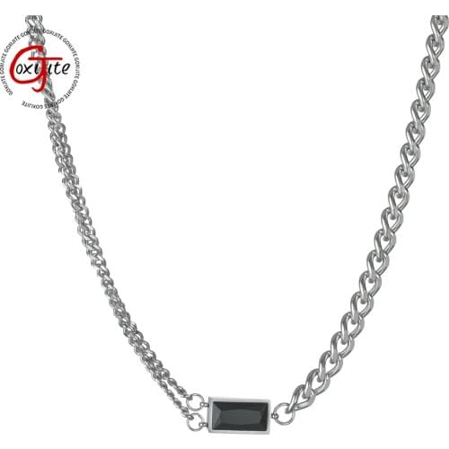 Goxijite Hot Sale Combination Necklace Stainless Steel Zircon Cuban Chain Charming Ladies Choker Necklaces Blessing Jewelry Gift