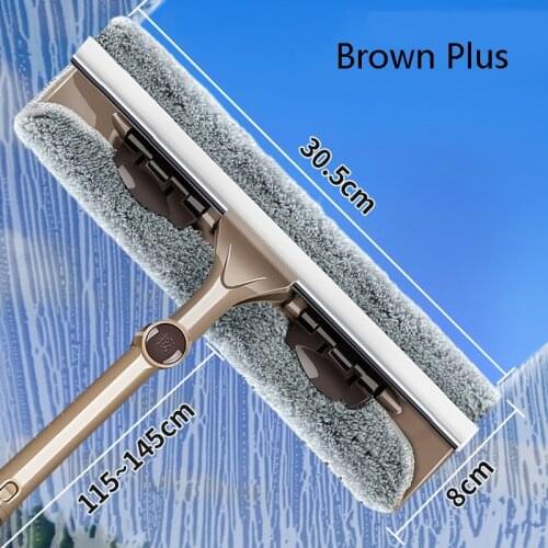 Glass Cleaning Tool Double-sided Telescopic Rod Window Cleaner Mop Squeegee Wiper Long Handle Rotating Head Brush