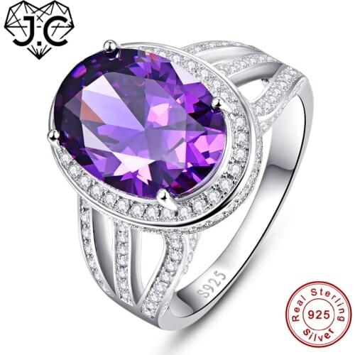 J.C Women/Men Fine Jewelry 10.2ct Amethyst & Rainbow Topaz Wedding Jewelry Gift Solid 925 Sterling Silver Ring Size 6 7 8 9