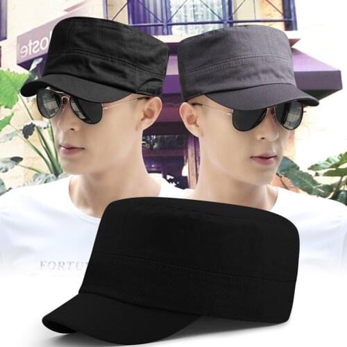 Big Head Man Large Size Army Flat Cap Men Short Brim Fitted Sun Cap Plus Size Mesh Military Hat 55-56cm 58cm 60-63cm