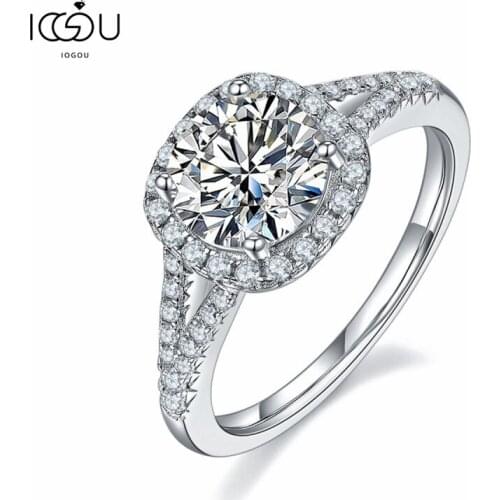 IOGOU Classic Square Moissanite Ring Excellent Cut 1.5ct 2ct 3ct Pass Diamond Test D Color Moissanite Rings Engagement Jewelry