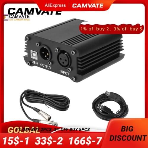 CAMVATE 48V Phantom Power Supply With 3 Pin Microphone Cable & Male & Female Connectors For Music /Audio Recording Equipment New