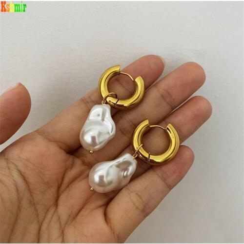 Kshmir Design Earrings Temperament Geometric Retro European and American Earrings Baroque Pearl Women Punk Zinc Alloy A2058