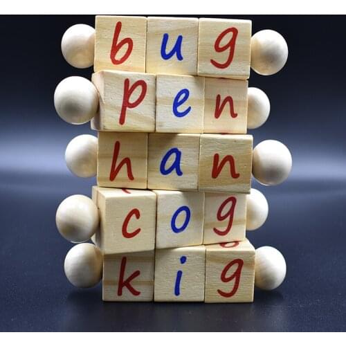 Monterssori Language Toys Words Spelling Block Toy Alphabet Cube Block English Spell Learing Cards with Rotating Building Blocks