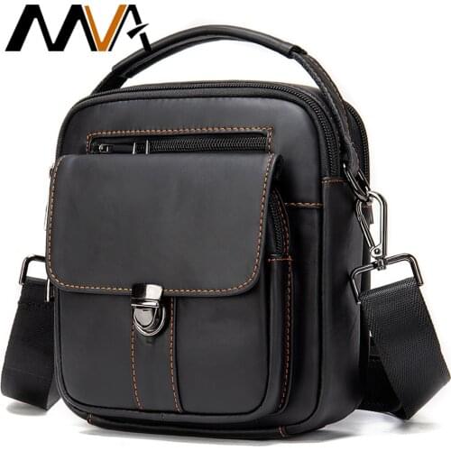 MVA Mens Crossbody Bag Men Messenger Leather Small Shoulder Bag Mens Genuine Leather Handbag For Man Casual Tote Bag Men 7438