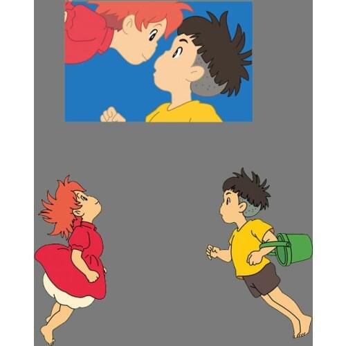 Goldfish Girl Boy Iron on Transfer Vinyl Heat Transfer Patches for Clothes Stripes PVC Patches Stickers on Clothes DIY Applique