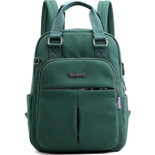 2021 New Pink Women Backpacks for School Teenagers Girls Cute Nylon Back Pack Multifunctional USB Charging Bagpack Ladies