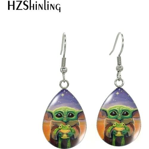 2021 New Arrival Star Wars Baby Yoda Characters Aliens Baby Loves Frog Handcraft Jewelry Tear Drop Dangle Earrings