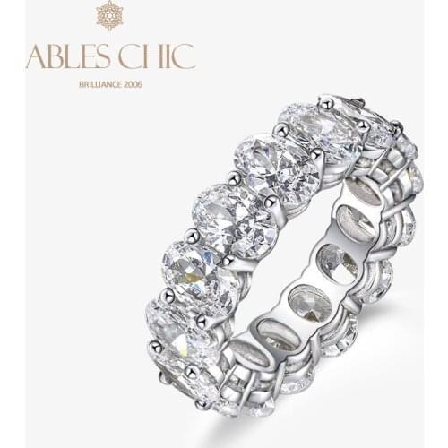 925 Sterling Silver Oval Lab Diamond Full Circle Wedding Ring Refined Workmanship 5A Zircon Engagement Bridal Ring S2R1S2R1059