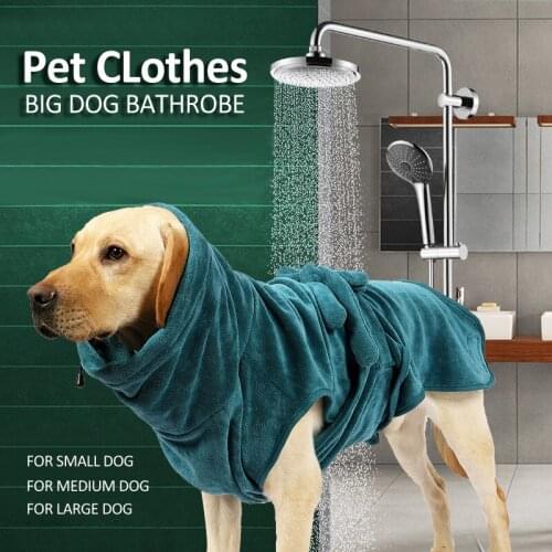 Pet Clothes Dog Bathrobe Super Absorbent Dogs Bathing Suit Quick-Drying Dog Clothing Homewear Warm Pets Absorbent Bath Towel