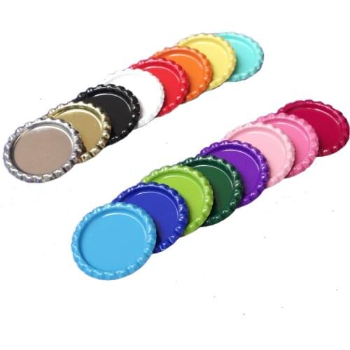 Wholesale 20000 Pcs Flattened 1" Chrome Tinplate Bottle Caps Without Hole for Carfts Hairbow Necklace Accessories Mix 16 Colors