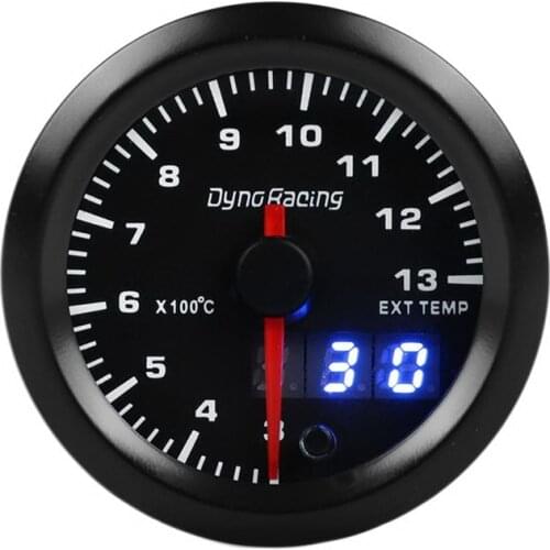 Dyno Racing 7 Color Pyrometer Exhaust Gas Temperature EGT Gauge Kit 300 to 1300 Celsius Pointer & LED Digital Readouts 52mm