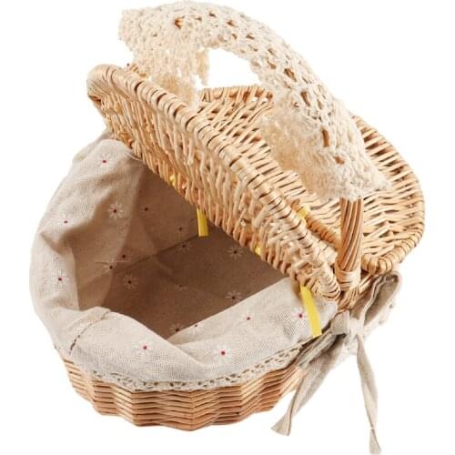 Hand Made Wicker Basket Wicker Camping Picnic Basket Shopping Storage Hamper and Wooden Wicker Picnic Basket