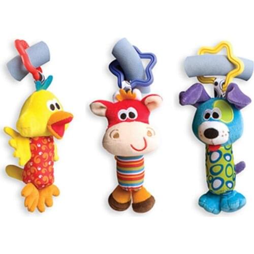 Baby Stroller Crib Hanging Rattles Infant Baby Toys Gifts Baby Kids shadow Toys Cartoon Animal Plush Hand Bell