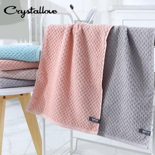 CRYSTALLOVE Pure Cotton Simple Absorbent Soft Breathable Jacquard Family Wash Bath Towel Quick Drying Machine Washable