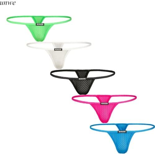 1 PCS See Through Mesh Thong Men Low Rise Transparent Mini Underwear Erotic Homens Mens Thongs and G Strings Gay