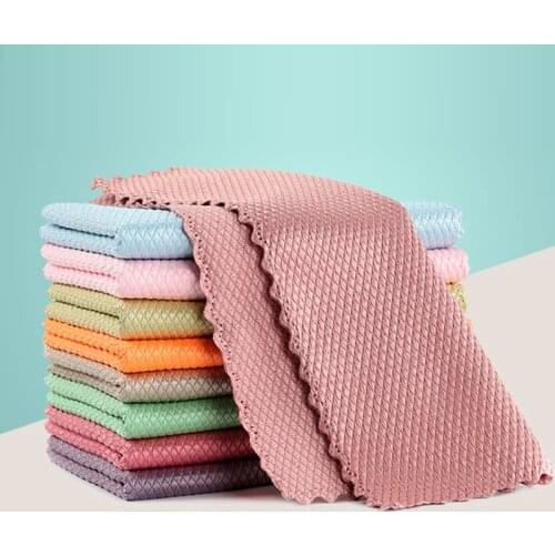 Wipe Glass Mirror No Watermark Marks Utensils for Kitchen Supplies Cloths Gadgets Household Cleaning Tools Dishcloth Microfiber