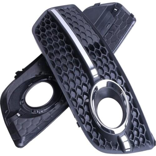 1 Pair Chrome Front Lower Bumper Grill S Line Sline Fog Light Lamp Lano Grille Cover For AUDI Q5 2009 2010 2011 C/5