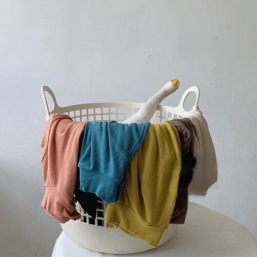 Boys and Girls Korean Loose Solid Color Bottoming Shirt 2021 Autumn New Childrens Clothing Childrens Baby Siblings Shirt