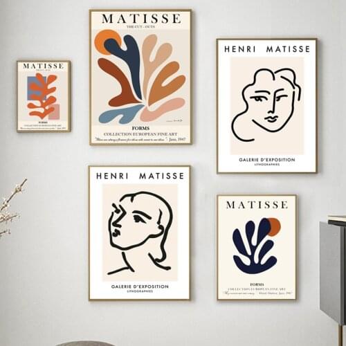 Nordic poster Matisse abstract character face line left print mural art canvas painting mural living room decoration