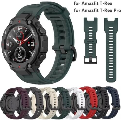 Sport Silicone Strap for Amazfit T-Rex Pro Watch Bands Replacement Watchband Accessories for Huami Amazfit T Rex Official Green